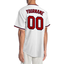 Load image into Gallery viewer, Custom White Red-Navy Authentic Baseball Jersey