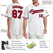 Load image into Gallery viewer, Custom White Red-Navy Authentic Baseball Jersey
