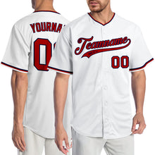 Load image into Gallery viewer, Custom White Red-Navy Authentic Baseball Jersey