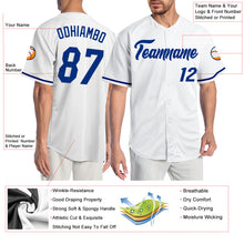 Load image into Gallery viewer, Custom White Royal Authentic Baseball Jersey