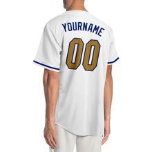 Load image into Gallery viewer, Custom White Old Gold-Royal Authentic Baseball Jersey