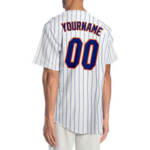 Load image into Gallery viewer, Custom White Royal Pinstripe Royal-Orange Authentic Baseball Jersey