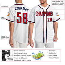 Load image into Gallery viewer, Custom White Red-Navy Authentic Baseball Jersey