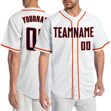 Load image into Gallery viewer, Custom White Navy-Orange Authentic Baseball Jersey