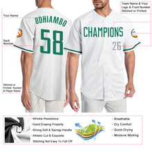 Load image into Gallery viewer, Custom White Kelly Green-Gray Authentic Baseball Jersey