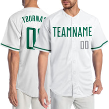 Load image into Gallery viewer, Custom White Kelly Green-Gray Authentic Baseball Jersey