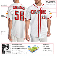 Load image into Gallery viewer, Custom White Red-Black Authentic Baseball Jersey
