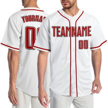 Load image into Gallery viewer, Custom White Red-Black Authentic Baseball Jersey