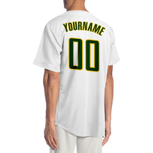 Load image into Gallery viewer, Custom White Green-Gold Authentic Baseball Jersey