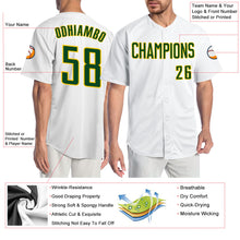 Load image into Gallery viewer, Custom White Green-Gold Authentic Baseball Jersey