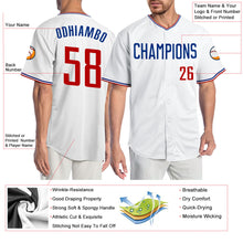 Load image into Gallery viewer, Custom White Red-Royal Authentic Baseball Jersey