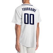 Load image into Gallery viewer, Custom White Navy Authentic Baseball Jersey
