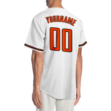 Load image into Gallery viewer, Custom White Orange-Black Authentic Baseball Jersey