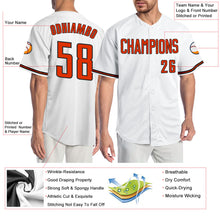 Load image into Gallery viewer, Custom White Orange-Black Authentic Baseball Jersey