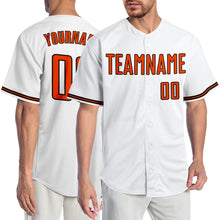 Load image into Gallery viewer, Custom White Orange-Black Authentic Baseball Jersey