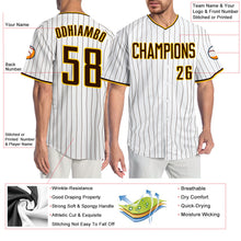 Load image into Gallery viewer, Custom White Brown Pinstripe Brown-Gold Authentic Baseball Jersey