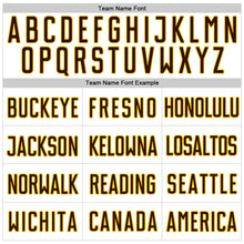 Load image into Gallery viewer, Custom White Brown Pinstripe Brown-Gold Authentic Baseball Jersey