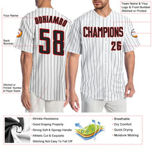 Load image into Gallery viewer, Custom White Black Pinstripe Black-Red Authentic Baseball Jersey