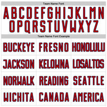 Load image into Gallery viewer, Custom White Navy Pinstripe Red-Navy Authentic Baseball Jersey