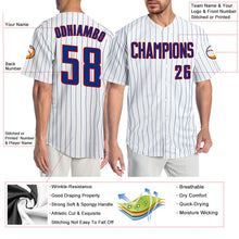 Load image into Gallery viewer, Custom White Royal Pinstripe Royal-Red Authentic Baseball Jersey