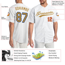 Load image into Gallery viewer, Custom White Old Gold-Red Authentic Baseball Jersey