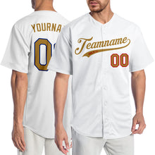 Load image into Gallery viewer, Custom White Old Gold-Red Authentic Baseball Jersey