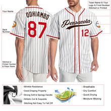 Load image into Gallery viewer, Custom White Brown Pinstripe Red-Brown Authentic Baseball Jersey