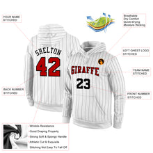 Load image into Gallery viewer, Custom Stitched White Black Pinstripe Red-Black Sports Pullover Sweatshirt Hoodie