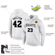 Load image into Gallery viewer, Custom Stitched White Purple Pinstripe Black-Gray Sports Pullover Sweatshirt Hoodie