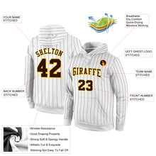 Load image into Gallery viewer, Custom Stitched White Brown Pinstripe Brown-Gold Sports Pullover Sweatshirt Hoodie