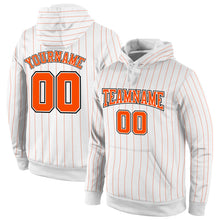 Load image into Gallery viewer, Custom Stitched White Orange Pinstripe Orange-Black Sports Pullover Sweatshirt Hoodie