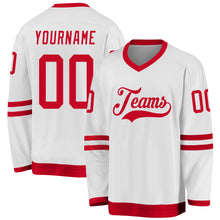 Load image into Gallery viewer, Custom White Red Hockey Jersey