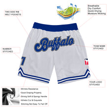 Load image into Gallery viewer, Custom White Royal-Gray Authentic Throwback Basketball Shorts