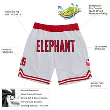 Load image into Gallery viewer, Custom White Red-Black Authentic Throwback Basketball Shorts