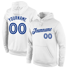 Load image into Gallery viewer, Custom Stitched White White-Royal Sports Pullover Sweatshirt Hoodie