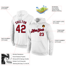 Load image into Gallery viewer, Custom Stitched White Red-Navy Sports Pullover Sweatshirt Hoodie