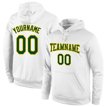 Load image into Gallery viewer, Custom Stitched White Green-Gold Sports Pullover Sweatshirt Hoodie