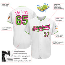 Load image into Gallery viewer, Custom White Neon Green-Pink Authentic Baseball Jersey