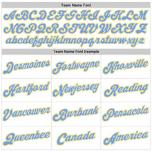 Load image into Gallery viewer, Custom White Light Blue-Gold Authentic Throwback Basketball Jersey