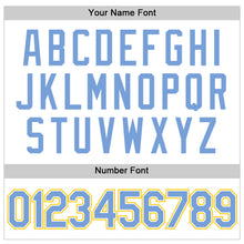 Load image into Gallery viewer, Custom White Light Blue-Gold Authentic Throwback Basketball Jersey