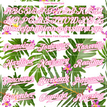 Load image into Gallery viewer, Custom White White-Pink 3D Pattern Design Tropical Palm Leaves Authentic Baseball Jersey