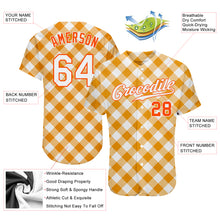 Load image into Gallery viewer, Custom White White-Orange 3D Pattern Design Orange Plaid Authentic Baseball Jersey