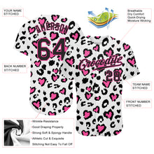 Load image into Gallery viewer, Custom White Black-Pink 3D Pattern Design Leopard Authentic Baseball Jersey