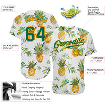 Load image into Gallery viewer, Custom White Kelly Green-Gold 3D Pattern Design Pineapples Authentic Baseball Jersey