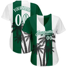 Load image into Gallery viewer, Custom White White-Kelly Green 3D Pattern Design Hawaii Coconut Trees Authentic Baseball Jersey