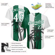 Load image into Gallery viewer, Custom White White-Kelly Green 3D Pattern Design Hawaii Coconut Trees Authentic Baseball Jersey