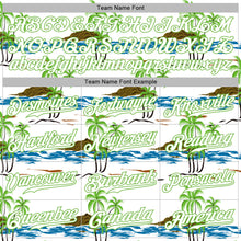 Load image into Gallery viewer, Custom White White-Neon Green 3D Pattern Design Beaches Authentic Baseball Jersey