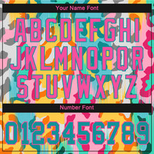 Load image into Gallery viewer, Custom White Teal-Pink 3D Pattern Design Leopard Authentic Baseball Jersey