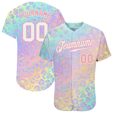 Load image into Gallery viewer, Custom White White-Medium Pink 3D Pattern Design Leopard Authentic Baseball Jersey