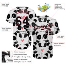 Load image into Gallery viewer, Custom White Black-Medium Pink 3D Pattern Design Pandas Authentic Baseball Jersey